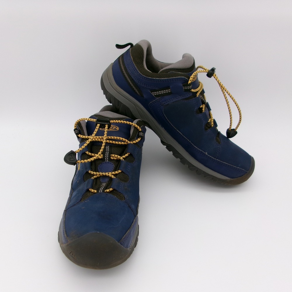 KEEN Dry Waterproof Hiking Shoes Blue Leather Bungee Lace Womens 6 1026293